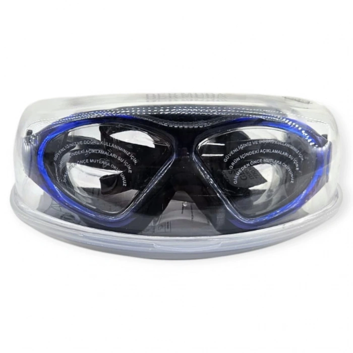 Yüzücü Sörf Gözlüğü Kulaklık Hediyeli SİYAH/MAVİ - 8170