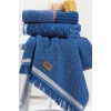 3lü Jakarlı Havlu Seti Denim Mavi 50x90 8680108067345