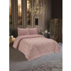 3 Parça Çift Kişilik Yatak Örtüsü Royal Pudra