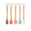 5&#39;li Renkli Ahşap Saplı Silikon Uçlu Spatula Fırçalı Kaşık Seti -Yemek Hazırlık Seti 21 Cm