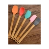 5&#39;li Renkli Ahşap Saplı Silikon Uçlu Spatula Fırçalı Kaşık Seti -Yemek Hazırlık Seti 21 Cm