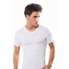 6lı Beyaz Erkek V Yaka Kısa Kol Atlet Fanila-SİSMEN11