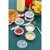 6 lı Yelpaze Kapaklı Şeffaf Mini Sosluk- Ketçap Mayonez Kabı- Kahve Yanı Şeker Lokumluk