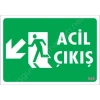 Acil Çıkış Sol Aşağı Uyarı Levhası 17,5x25 KOD:945