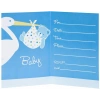 Baby Boy Stork Temalı Mavi Renk Baby Shower Davetiye 8 Adet
