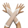 Beyaz Renk Parmak Arası File Örgü Eldiven 26 cm