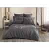 Çift Kişilik Poplin Premium Nakışlı Nev Emilia Gri
