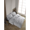 Çift Kişilik Poplin Premium Nakışlı Nev Azra Gri