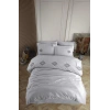 Çift Kişilik Poplin Premium Nakışlı Nev Azra Gri