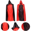Çift Taraflı Kullanılabilir Siyah Kırmızı Kapişonlu Pelerin 140 cm Yetişkin