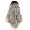 Dalgalı Perçemli Fiber Sentetik Orta Boy Peruk / Siyah Gri Ombreli
