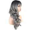 Dalgalı Perçemli Uzun Fiber Sentetik Peruk / Siyah / Gri Ombreli