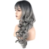 Dalgalı Perçemli Uzun Fiber Sentetik Peruk / Siyah / Gri Ombreli