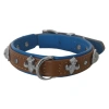Deri Taşlı Ve Figürlü Köpek Boyun Tasması 25-30 cm Kahverengi Mavi