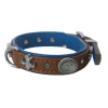 Deri Taşlı Ve Figürlü Köpek Boyun Tasması 25-30 cm Kahverengi Mavi