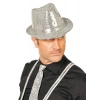 Disko Star Gümüş Payetli Fötr Şapka Yetişkin Boy