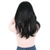 Düz Perçemli Orta Boy Fiber Sentetik Peruk / Siyah