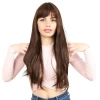 Fiber Sentetik Uzun Düz Kahküllü Peruk / Kahve  Karamel