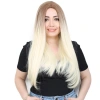 Fiber Sentetik Uzun Düz Peruk / Kumral / Platin Ombreli