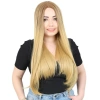Fiber Sentetik Uzun Düz Peruk / Kumral / Sarı Ombreli