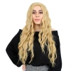Fiber Sentetik Uzun Su Dalgası Peruk / Sarı
