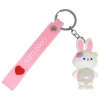 Figürlü ve Işıklı Silikon Anahtarlık -  Tavşan - Pembe