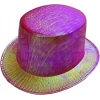 Fuşya Renk Işıltılı Hologram Kumaş Kaplama Fötr Silindir Şapka Yetişkin Boy