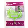 Happy Birthday Yazılı Yeşil Dallı Pasta Kek Çubuğu