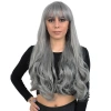 Kahküllü Uzun Dalgalı Fiber Sentetik Peruk / Gri