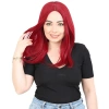 Kahkülsüz Fiber Sentetik Orta Boy Düz Peruk / Kızıl