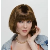 Kahve Renk Düz Kesim Küt Parti Peruğu Kısa Takma Saç