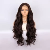 Kahverengi Uzun Dalgalı  Fiber Sentetik Tül Peruk