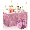 Kendinden Yapışkanlı Rose Gold Metalize Püsküllü Masa Eteği – 75 x 275 cm Parti Süslemesi