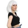 Küt Kahküllü Fiber Sentetik Peruk / Beyaz