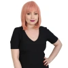 Küt Kahküllü Fiber Sentetik Peruk / Gül Kurusu
