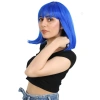 Küt Kahküllü Fiber Sentetik Peruk / Koyu Mavi