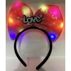 Led Işıklı 3 Farklı Fonksiyonda Yanan Gümüş Love Yazılı Fuşya Pembe Fiyonk Taç 20X17 cm
