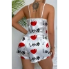 Love Desenli  Saten Şortlu Gecelik