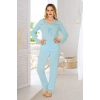 Mavi Penye Pijama Takımı