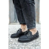 Mevsimlik Keten Ayakkabı  Siyah (Siyah Taban)