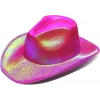 Neon Hologramlı Kovboy Model Parti Şapkası Fuşya Yetişkin 39X36X14 cm