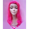 Neon Pembe Renk Örgülü Helen Karakter Peruğu Takma Saç