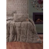 Peluş Çift Kişilik Yorgan Seti Bej