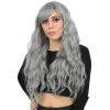 Perçemli Uzun Su Dalgası Fiber Sentetik Peruk / Açık Gri