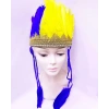 Sarı Lacivert Renk Tüylü Kızılderili Başlığı | Taraftar Başlığı