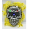 Sarı Saçlı Led Işıklı Kuru Kafa İskelet Korku Maskesi 22x25 cm