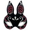 Siyah Renk Kırmızı Beyaz Simli Siyah Süet Kaplama Tavşan Maskesi 18x16 cm