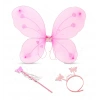 Pembe Kelebek Kız Seti – 50 cm Kelebek Kanadı, Taç ve Asa