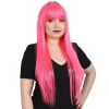Uzun Kahküllü Fiber Sentetik Peruk / Neon Pembe