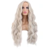 Uzun Su Dalgası Fiber Sentetik Peruk / Küllü Beyaz